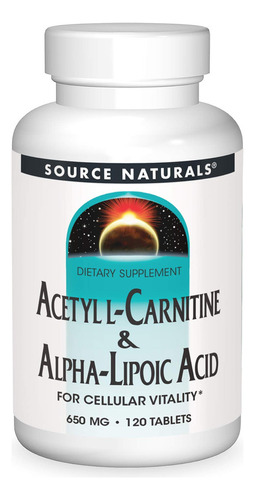 Source Naturals Acetil L-carnitina Y Ácido Alfa-lipoico 650