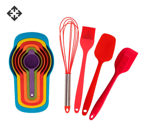 Kit C/4 Utensílios Silicone Cozinha Medidor