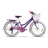 Bicicleta Infantil Aurora Juveniles Ona R24 6v Frenos V-brakes Cambio Shimano Tourney Tz500 Color Lila Con Pie De Apoyo  