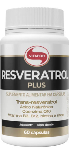 Resveratrol Vitafor C/ Zinco Coenzima Q10 Ácido Hialurônico