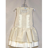 Vestido Niña Rayas Beige Encaje Espalda, Babine