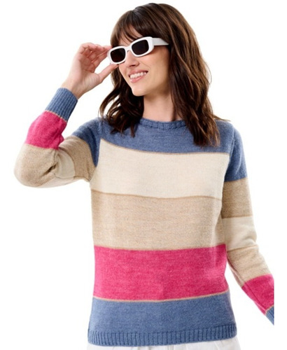 Sweater C. Redondo Rayado Multicolor Coleccion 2023 Art, 235