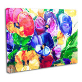 Cuadro Lienzo Canvas 50x60cm Flores Colores Pintura Oleo