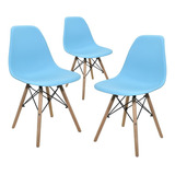 Juego De 3 Sillas Eames Modernas Elegantes Color Aqua Hogar