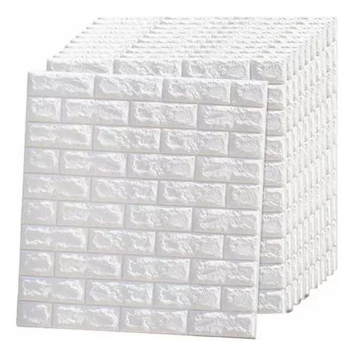 Pack 10 Lamina Papel Mural Autoadhesivo 3d Ladrillo 70x77