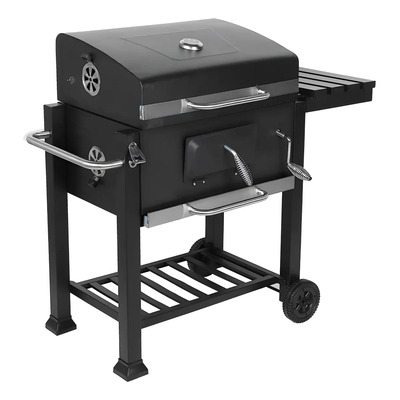Asador De Hierro Deluxe Con Ruedas Y Mesa Lateral - Ap9788 Color Negro | Meses sin interés