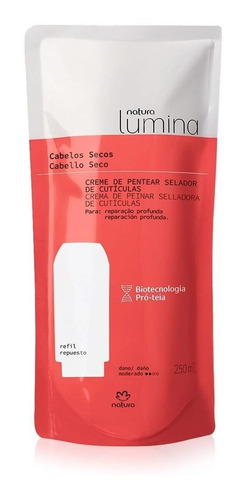 Natura Lumina Repuesto Crema De Peinar Selladora De Cutículas Para Cabello Seco 250 Ml