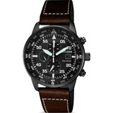 Relógio Citizen Masculino Eco-drive Tz31132d Ca0695-17e Pret Cor Da Correia Marrom Cor Do Bisel Preto Cor Do Fundo Preto