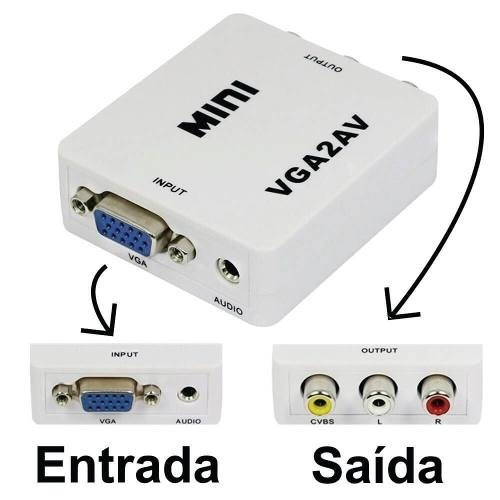 Adaptador Conversor Vga Para Av Rca C/ Áudio P2 Barato