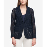 El Baúl De Anna Saco Blazer Bordado Mujer Navy Dkny Suits