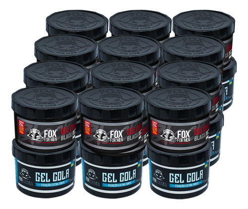 12 Gel Cola Preto Black + 12 Gel Cola Incolor Fox For Man ®