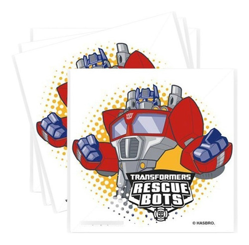 Servilletas Papel Decoración Motivo Transformers Rescuebots
