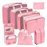 Kit Bolsos Viaje Rosas Almacenamiento Cremallera Organizador