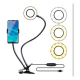 Soporte Holder Celular Selfie Con Anillo De Luz Led