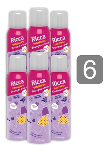 Kit 6 Ricca Shampoo A Seco Anti-oleosidade Shakeberry 150ml