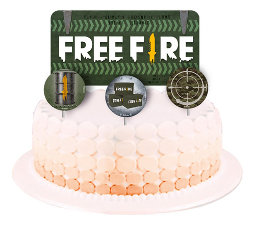 Topper Para Bolo Festa Free Fire - 04 Unidades - Festcolor