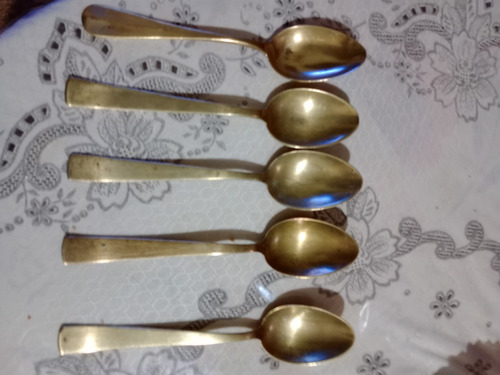 5 Cucharas Antiguas De Bronce 