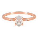 Anillo Compromiso Oro Rosa 14kt Diamante Y Topacio Natural