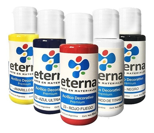 Pintura Acrilica Eterna Decorativa Acrilico X 50ml Pack X 6u