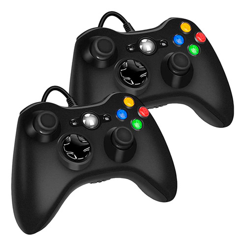 Kit 2 Controle Com Fio Compatível Com Xbox 360 Usb Pc Gamer
