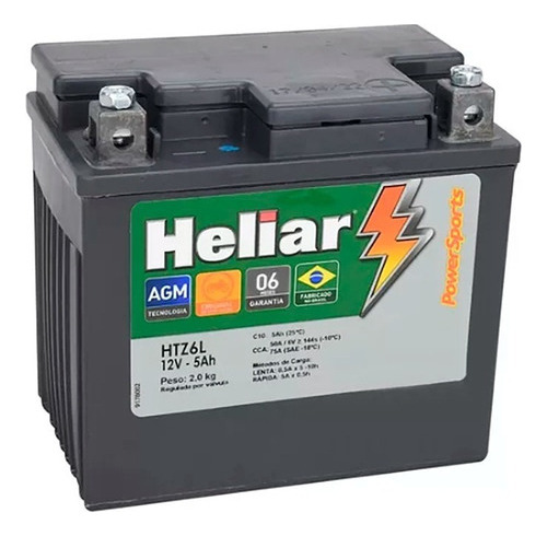 Heliar Bateria Htz6 5ah Fazer 150 Cg Titan Xre300 Bros