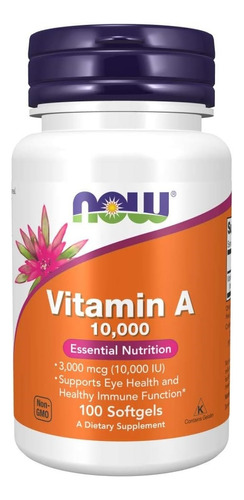 Now Vitamina A 10.000 100 Cáps - Unidad a $730