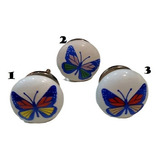 Tirador De Ceramica  Puerta Cajones Forma Mariposa 4cm X2 Un