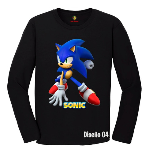 Remera Sonic Mangas Largas 100% Algodón