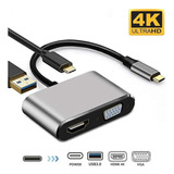 4 En 1 Usb C Hdmi Tipo C Para Hdmi 4k Adaptador Vga Usb3.0