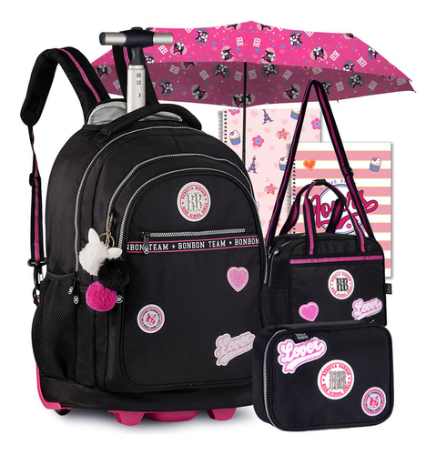 Kit Mochila Rb Rebecca Bonbon Escolar Carrinho Juvenil