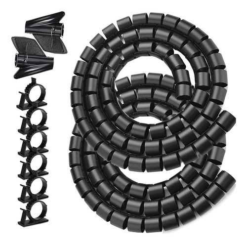 Organizador De Cable Espiral 2*2m/20mm Con Clips, Negro