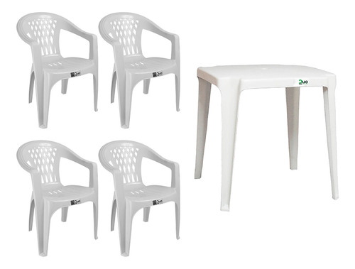 Conjunto Mesa Plástica Com 4 Cadeiras Duoplastic 122 Kg Bar