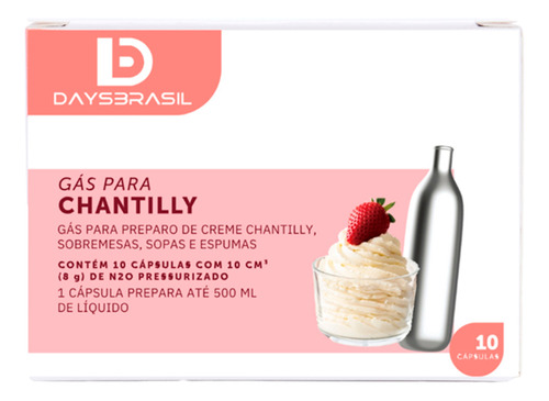 Cápsulas Gás De Chantilly Daysbrasil Para Sifão 10 Unidades