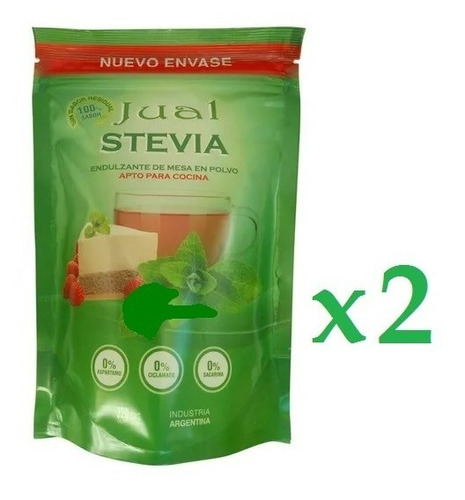 2x Endulzante Stevia Polvo Jual 220g C/u Envase Doypack - Dw