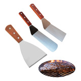  Set 3 Espatulas Churrasqueras Gruesa Asado Cocina Plancha