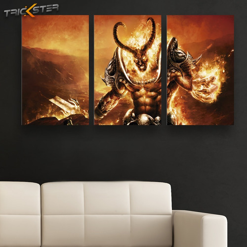 Cuadro Triptico Fire Monster World Of Warcraft Art Canvas