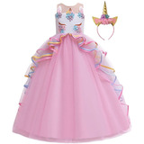 Unicornio Princesa Cumpleaños Tul Fantasía Vestido Niña