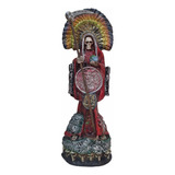 Santa Muerte Azteca Con Penacho Milagrosa Ritualizada 40 Cm