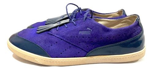 Zapatilla De Cuero Marca Puma N°39 Morado Y Azul Usado