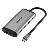 Hub 5 En 1 Usb C Vention Multifunción Hdmi 3x Usb 3.0 Pd 87w