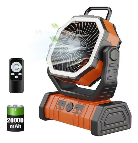 Ventilador De Camping Con Linterna Led, 20000 Mah, Recargabl