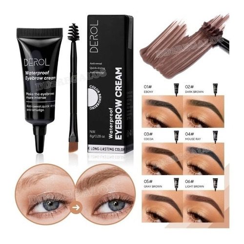 Henna Gel Tinte Para Cejas Derol Con Cepillo Uso Diario