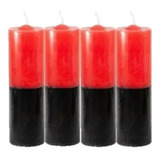 4 Velas Votivas De 7 Dias Bicolor Preta/vermelha