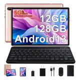 Tablet Facetel 10 Pulgadas Android 13 Octa Core 2.0 Ghz 12gb Ram  128gb Rom 1tb Tf 5g Wifi Bluetooth 5.0  Cámara 5mp 8mp Hd Ips Tablet  Teclado  Raton  Oro Rosa