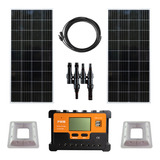 Kit 2 Paneles Solares 200 Watts 200wp C/u Regulador 50a 8mts