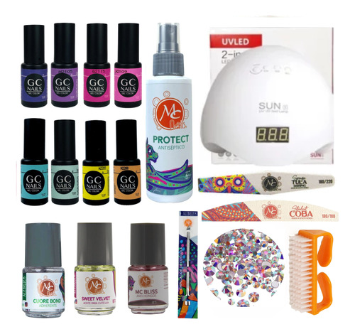 Kit Geles De 21 Días, Gc Nails, Gamas 8 Colores + Lámpara 