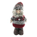 Boneco Papai Noel Plush Grisalho Xadrez