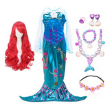 Vestido De Princesa Ariel Con Forma De Sirenita Para Niña