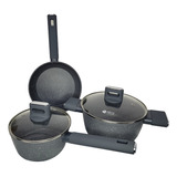 Kt0476 Batería Cocina Set 3 Piezas Sartén Olla Cacerola