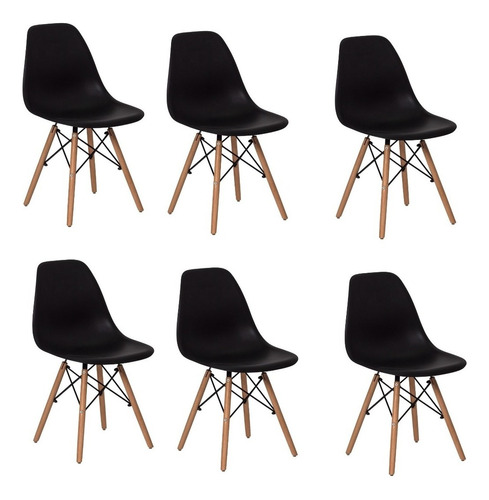 Kit 6 Cadeiras Eames Eiffel Pé Palito Sala De Jantar Allight